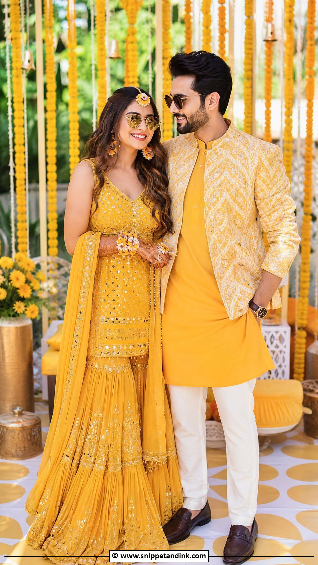 Yellow Haldi Couple Dress - Snippet and Ink - 35 Indian Couple Matching Dress Ideas
