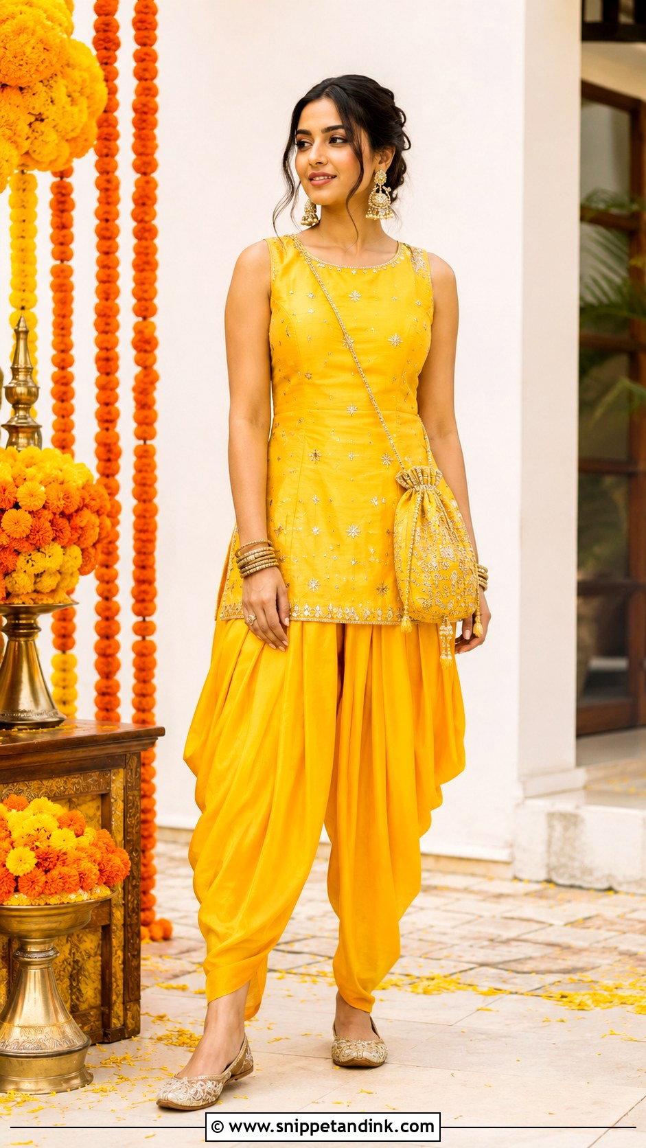 Yellow Haldi Dhoti Pants With Kurti - Snippet and Ink - 20 Yellow Haldi Dress Ideas