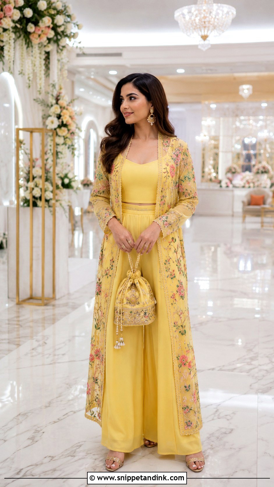 Yellow Haldi Jacket And Palazzo Set - Snippet and Ink - 20 Yellow Haldi Dress Ideas