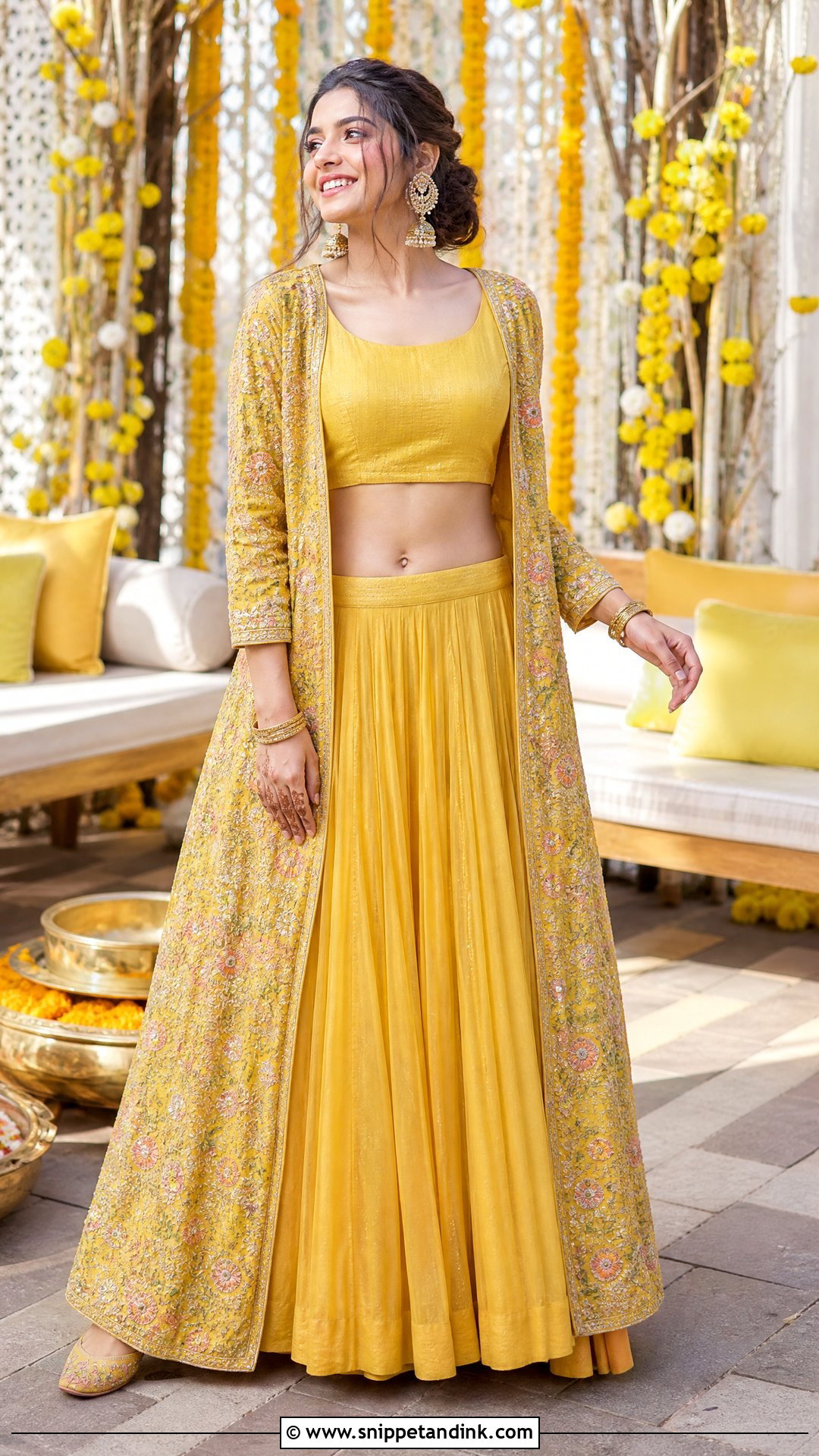 Yellow Haldi Jacket Lehenga Outfit - Snippet and Ink - 20 Yellow Haldi Outfit Ideas