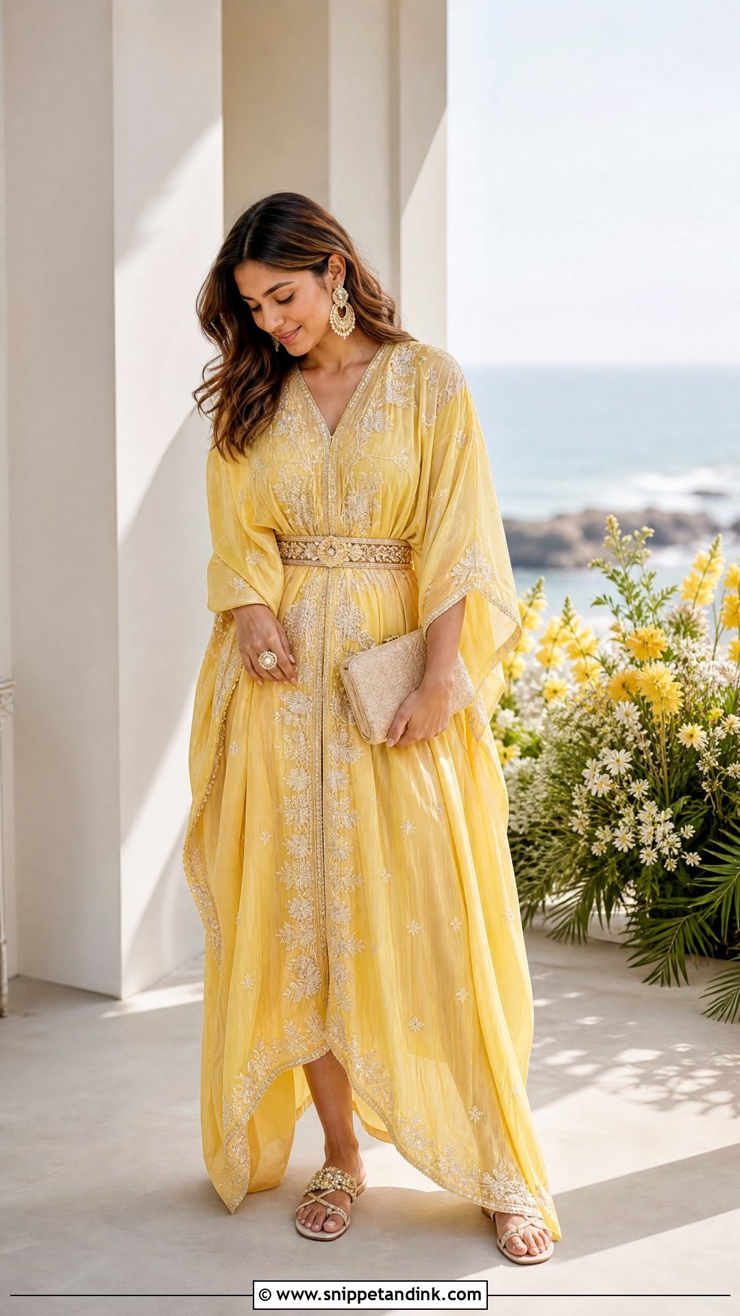 Yellow Haldi Kaftan Outfit - Snippet and Ink - 20 Yellow Haldi Outfit Ideas