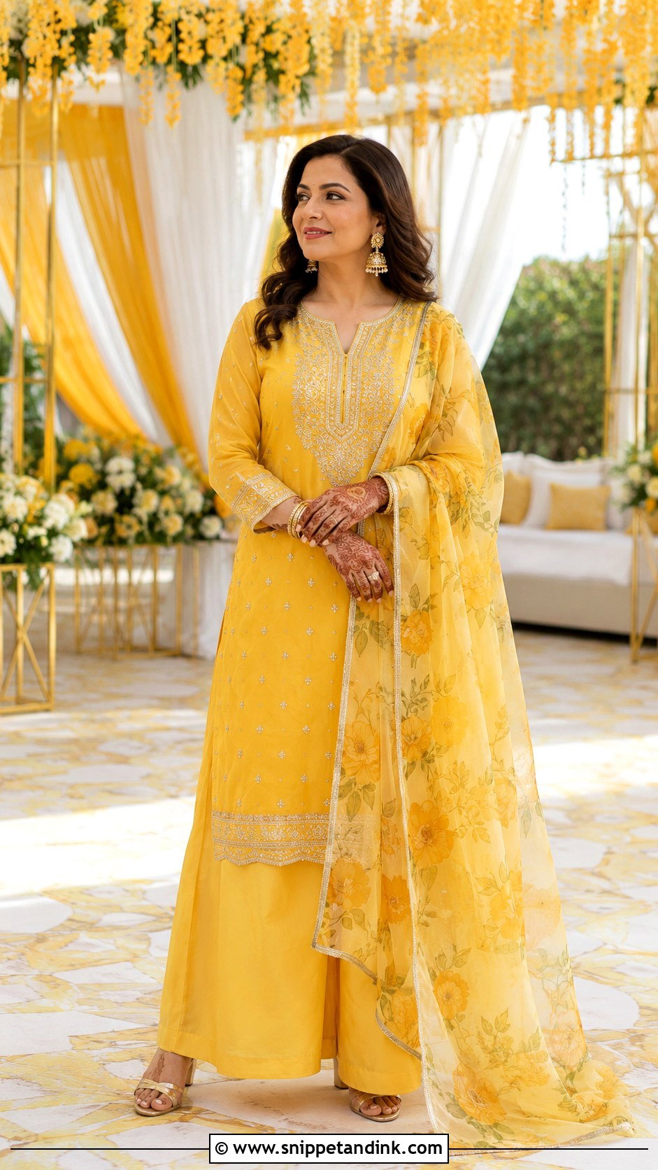 Yellow Haldi Kurta Set With Palazzo Pants - Snippet and Ink - 20 Yellow Haldi Dress Ideas