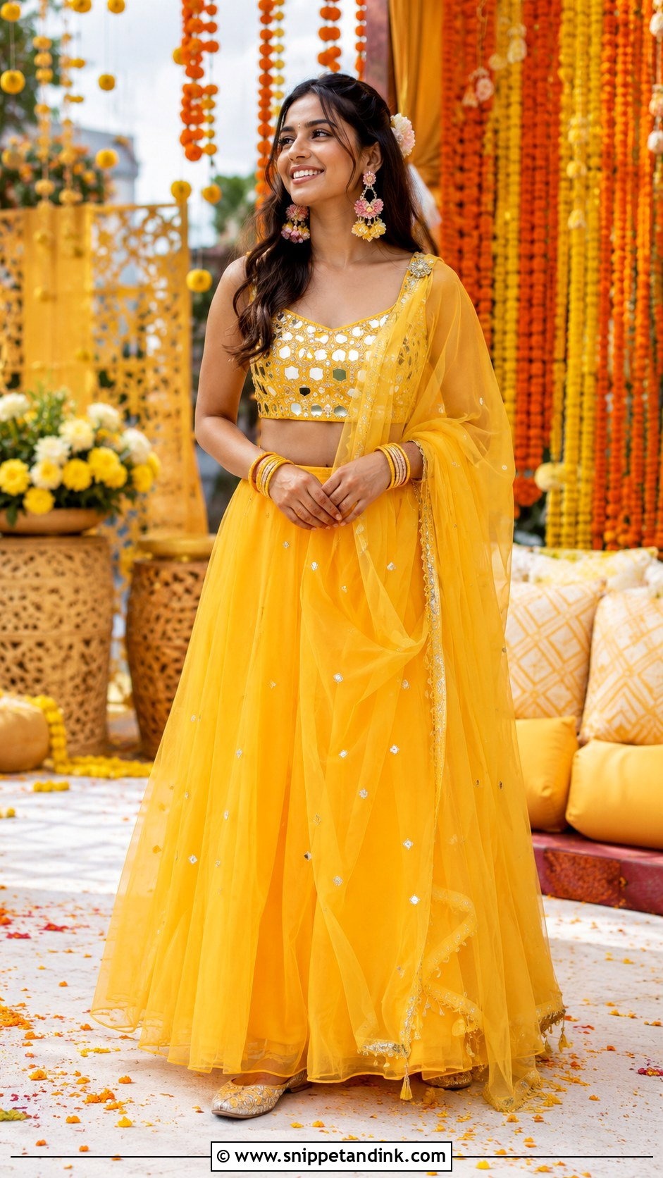 Yellow Haldi Lehenga - Snippet and Ink - 30 Haldi Function Dress Ideas