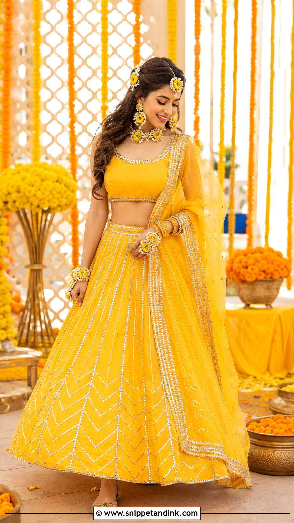 Yellow Haldi Lehenga - Snippet and Ink - 30 Indian Bridal Haldi Outfit Ideas