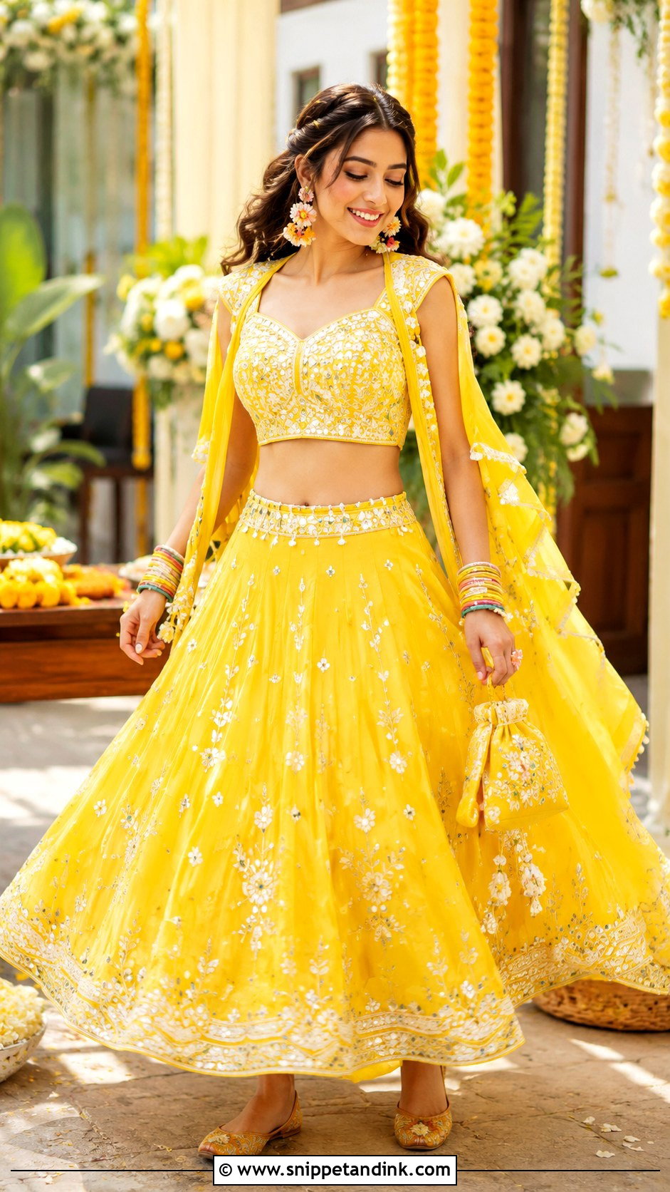 Yellow Haldi Lehenga Choli - Snippet and Ink - 20 Wedding Choli Ideas
