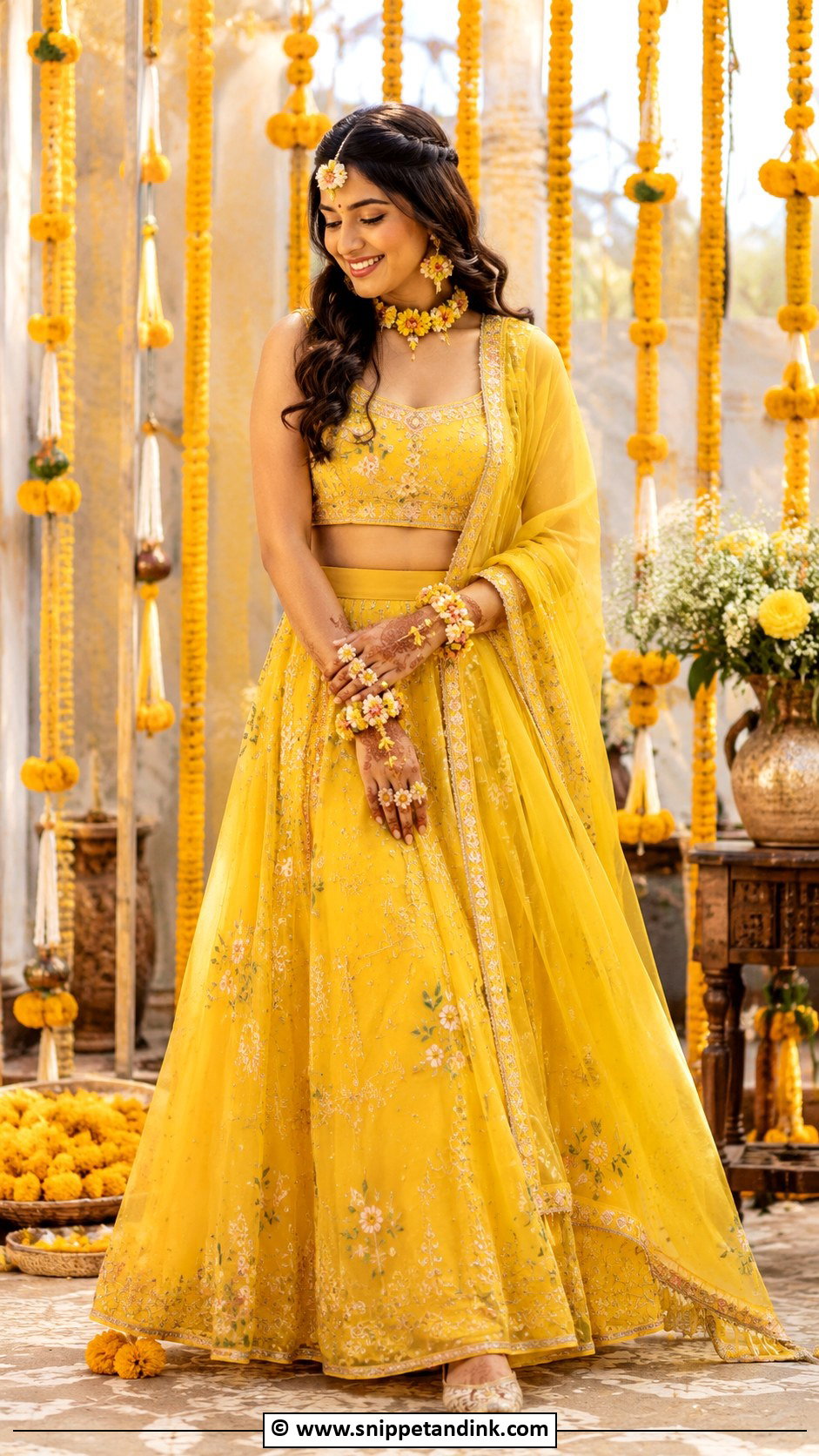 Yellow Haldi Lehenga For Bride - Snippet and Ink - 30 Haldi Outfit Ideas for Bride