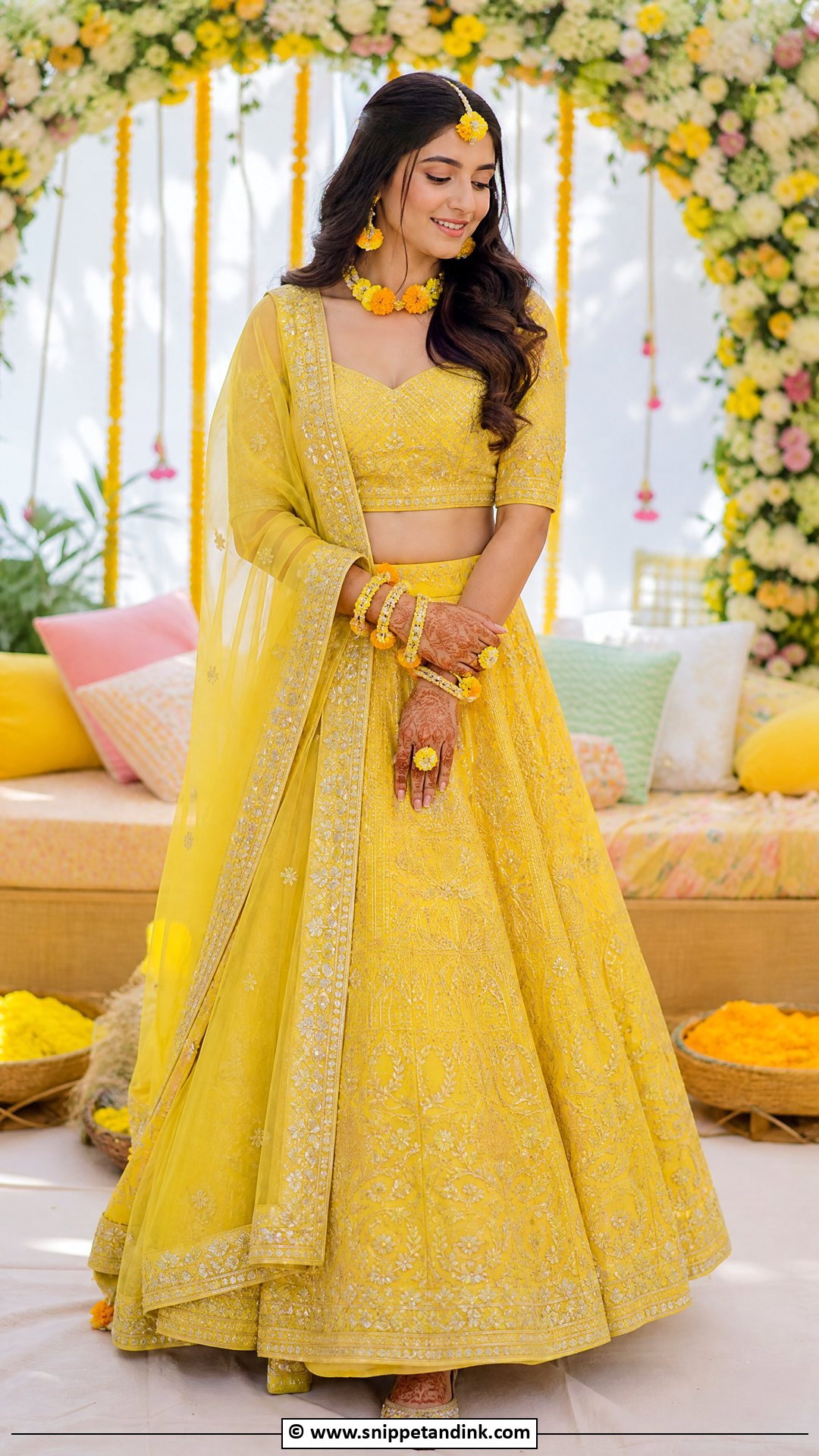 Yellow Haldi Lehenga For Bride - Snippet and Ink - 35 Haldi Dress for Bride Ideas
