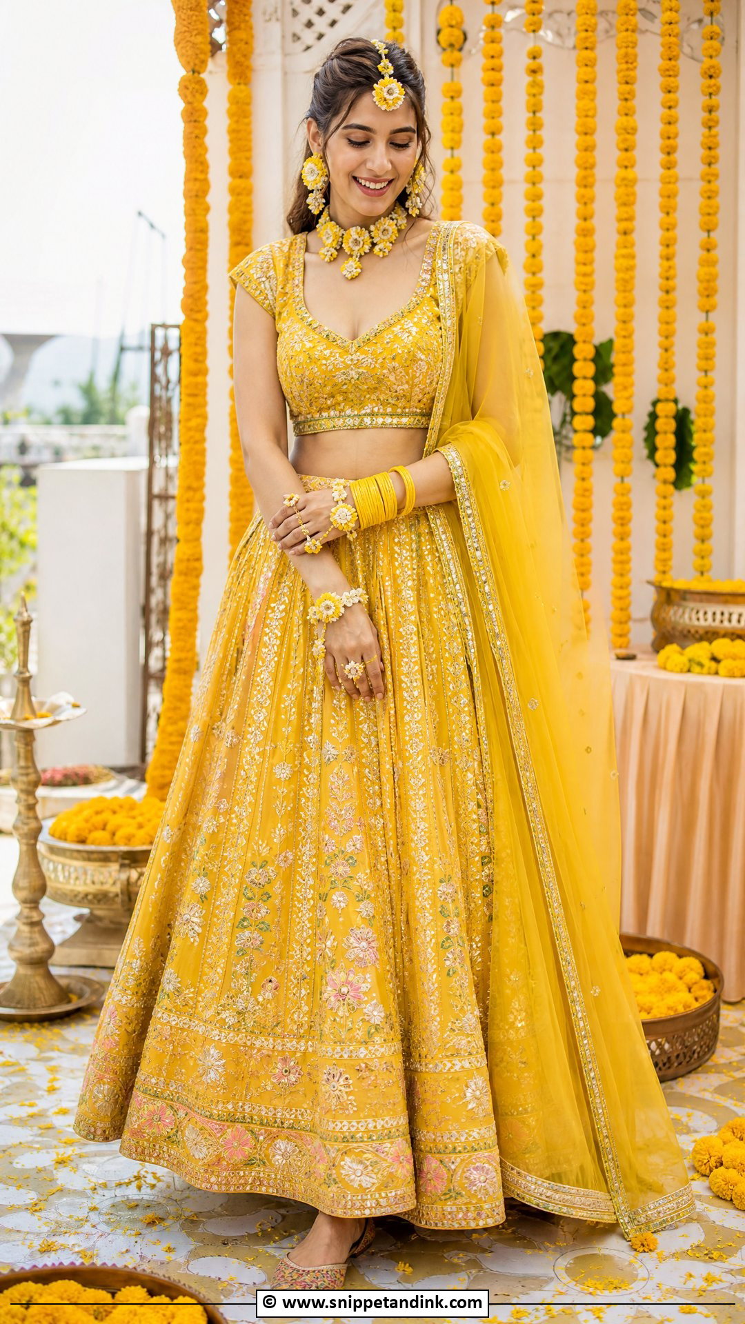 Yellow Haldi Lehenga For Bride - Snippet and Ink - 35 Latest Haldi Outfits