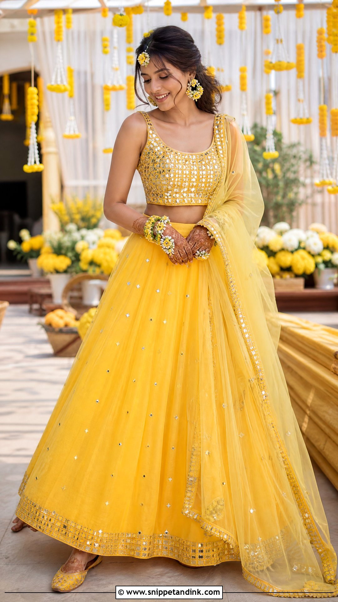 Yellow Haldi Lehenga For Bride - Snippet and Ink - 25 Haldi Function Dress for Bride Ideas
