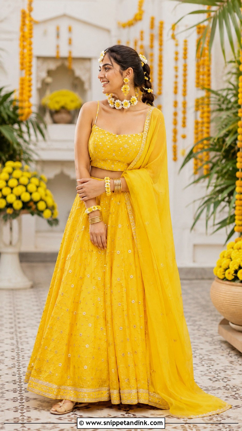 Yellow Haldi Lehenga Outfit - Snippet and Ink - 20 Lengha Ideas