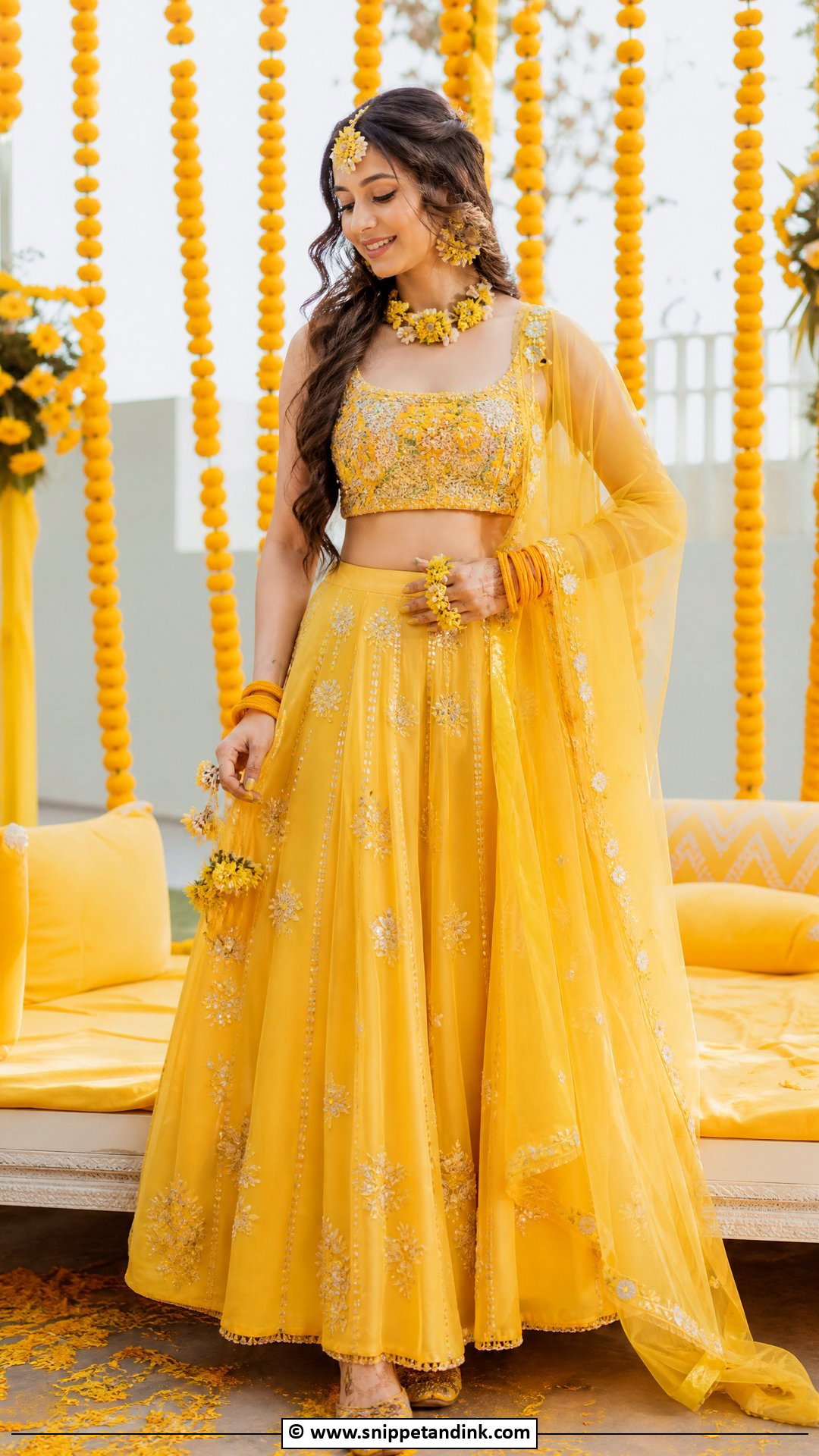 Yellow Haldi Lehenga Outfit - Snippet and Ink - 35 Haldi Ceremony Outfit Ideas