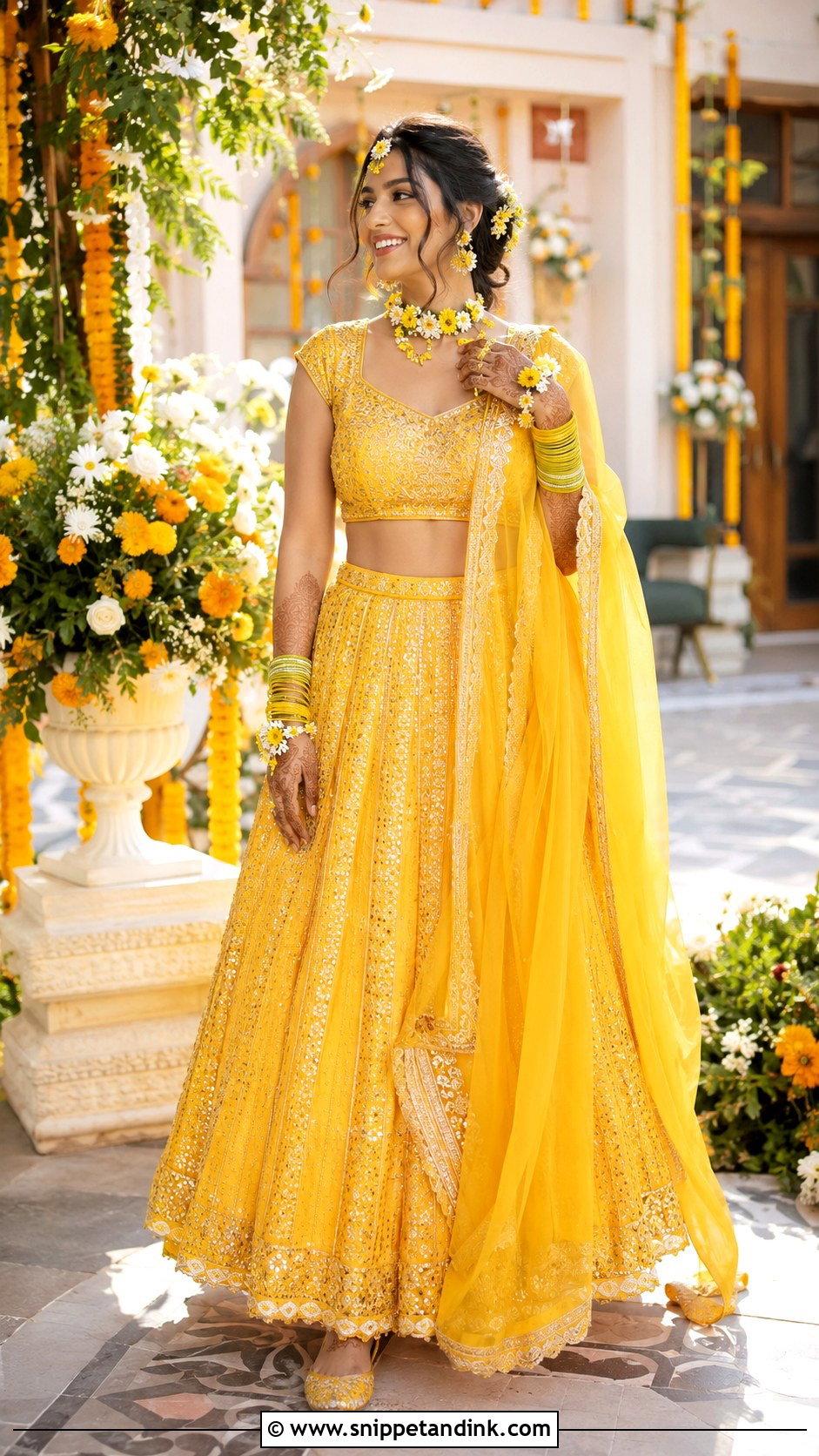 Yellow Haldi Lehenga for Bride - Snippet and Ink - 25 Yellow Haldi Outfit for Bride Ideas
