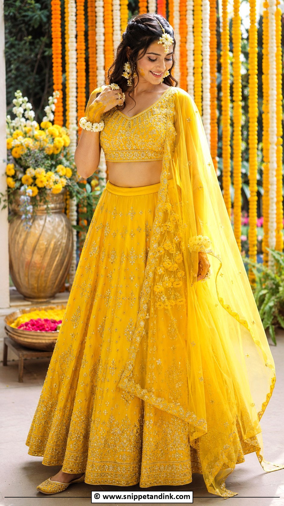 Yellow Haldi Lehenga - Snippet and Ink - 30 Haldi Dress Ideas for Bride