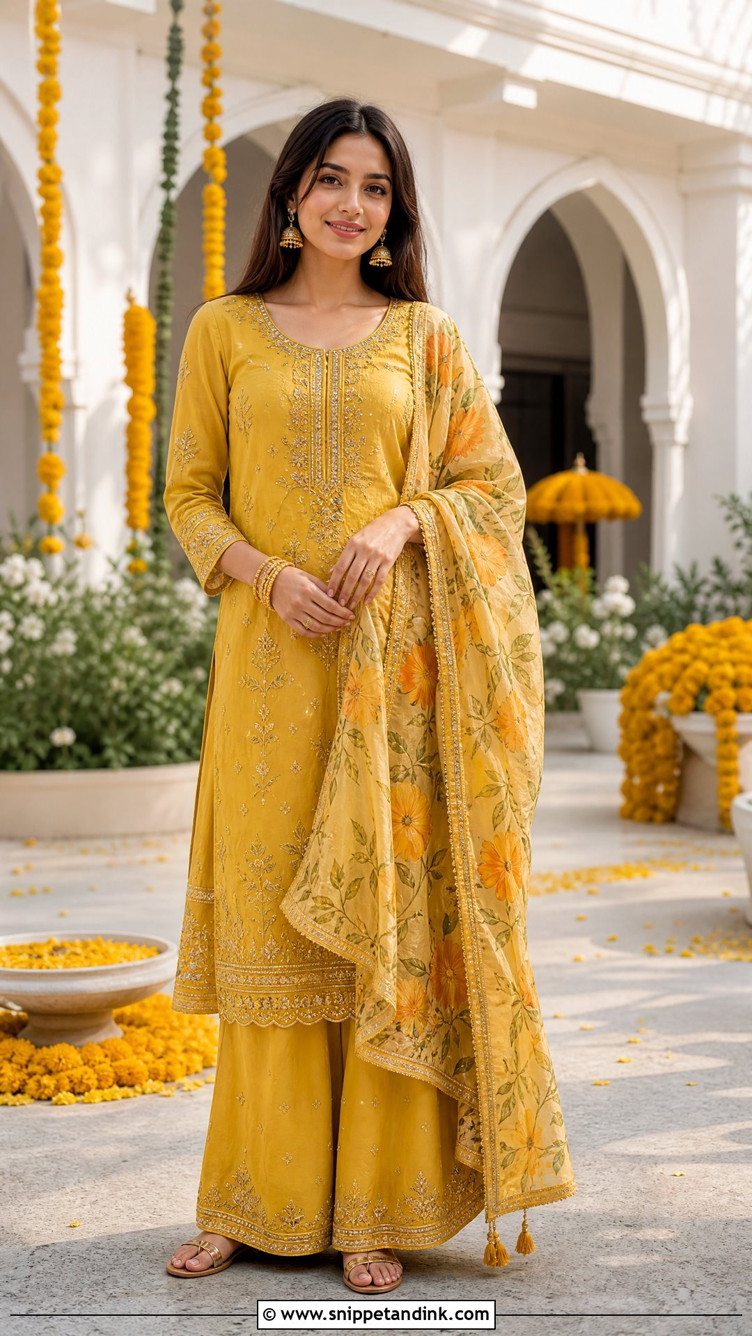 Yellow Haldi Palazzo Suit Outfit - Snippet and Ink - 20 Yellow Haldi Outfit Ideas