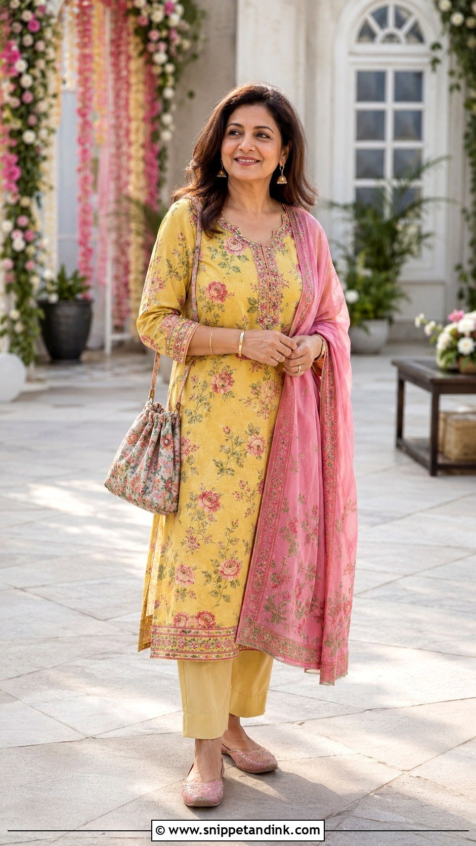 Yellow Haldi Printed Kurta With Straight Pants - Snippet and Ink - 20 Yellow Haldi Dress Ideas