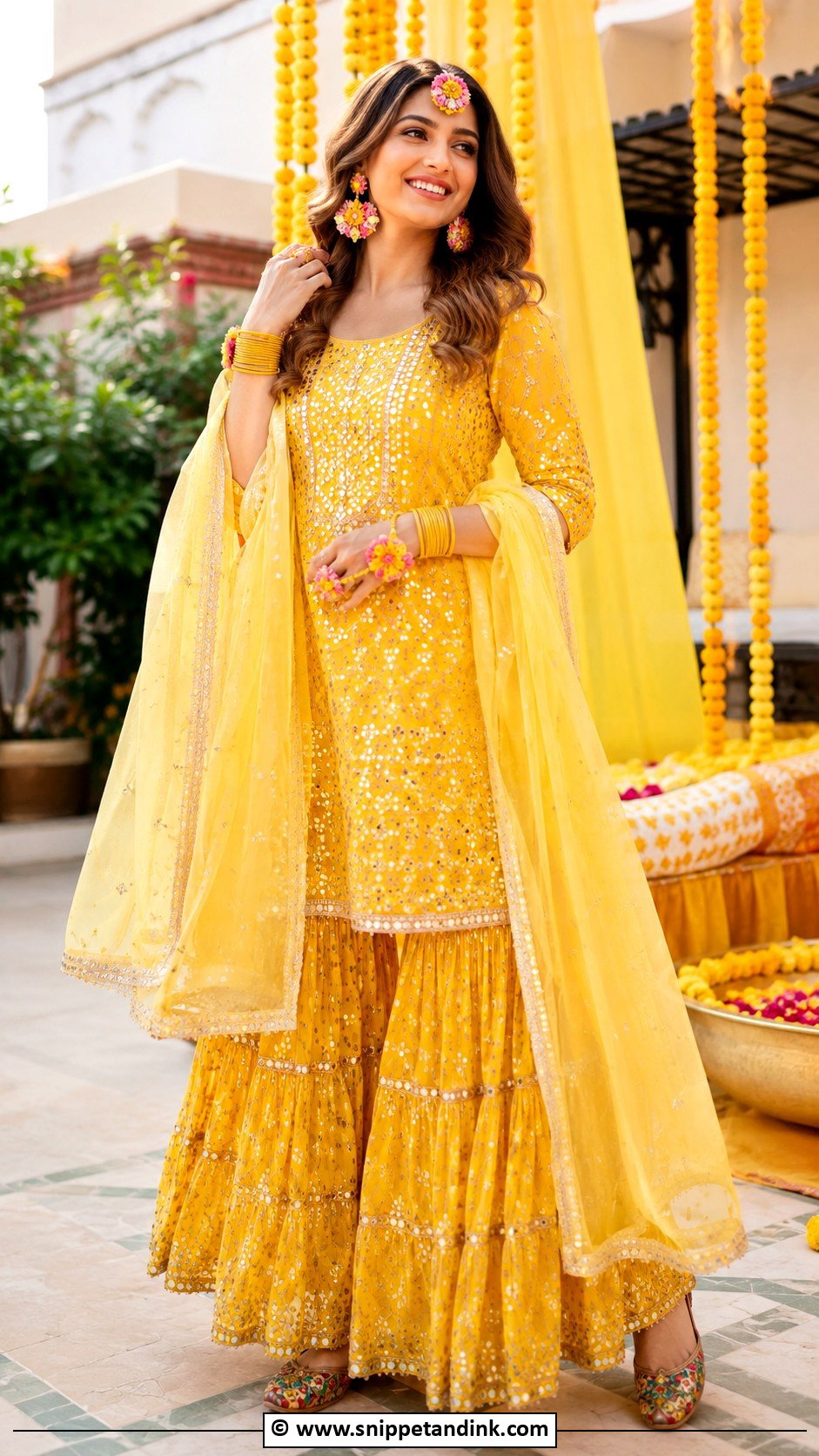 Yellow Haldi Sarara Outfit - Snippet and Ink - 30 Sarara Dress Indian Weddings Ideas