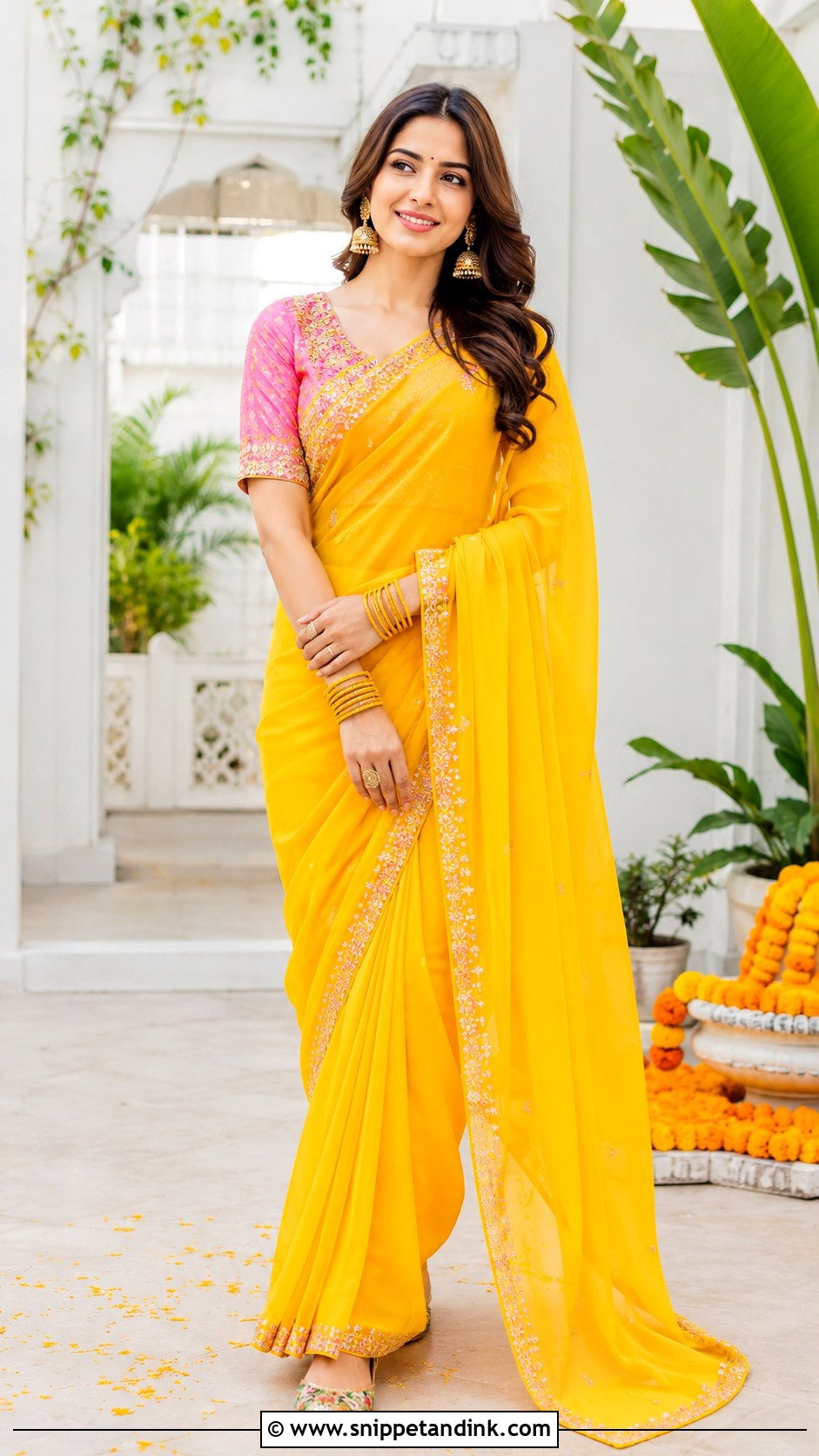 Yellow Haldi Saree Look - Snippet and Ink - 25 Indian After Marriage Look Ideas