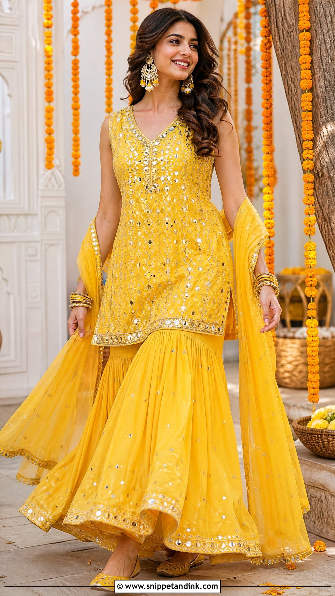 Yellow Haldi Sharara Outfit - Snippet and Ink - 20 Yellow Haldi Outfit Ideas