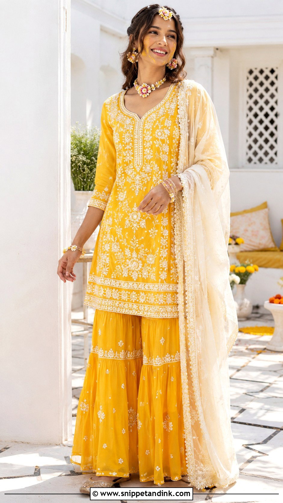 Yellow Haldi Sharara Outfit - Snippet and Ink - 25 Wedding Sharara Ideas