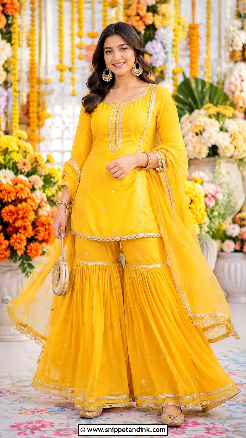 Yellow Haldi Sharara With Short Kurti - Snippet and Ink - 20 Yellow Haldi Dress Ideas