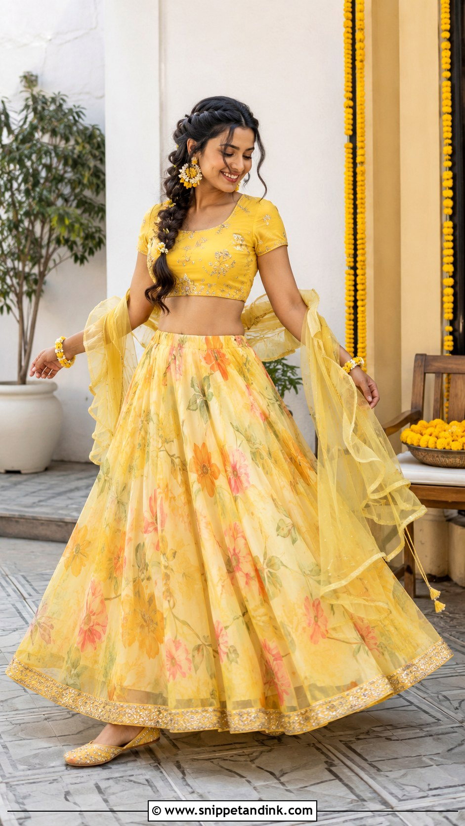 Yellow Haldi Wedding Chaniya Choli - Snippet and Ink - 20 Wedding Chaniya Choli Ideas
