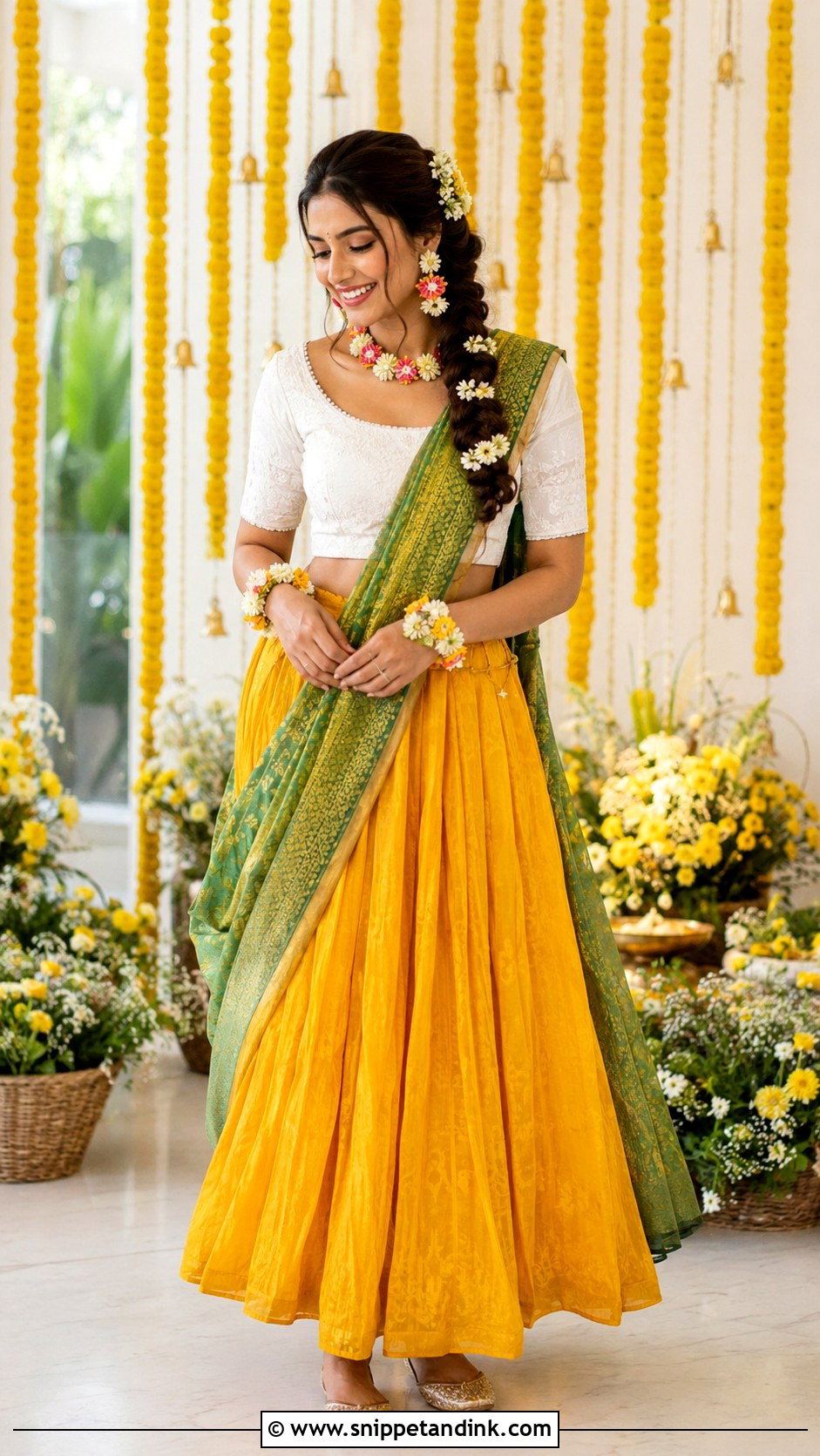 Yellow Half Saree For Haldi - Snippet and Ink - 30 Halfsarees Traditional Ideas