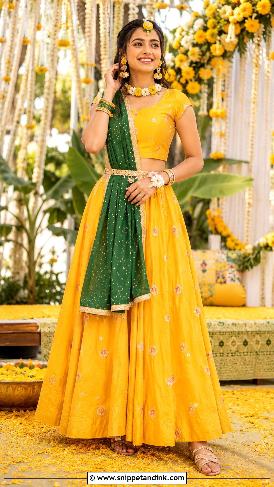 Yellow Half Saree Haldi Outfit - Snippet and Ink - 25 South Indian Haldi Outfit Ideas