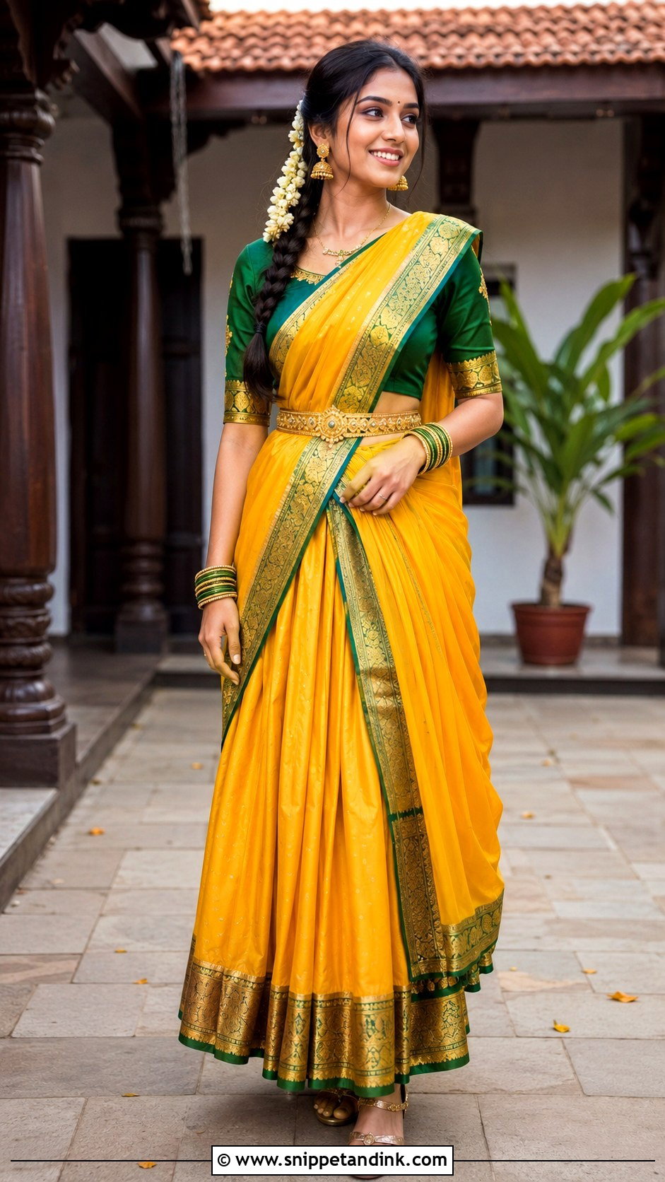 Yellow Half Saree Haldi Outfit - Snippet and Ink - 20 Haldi Traditional Outfit Ideas