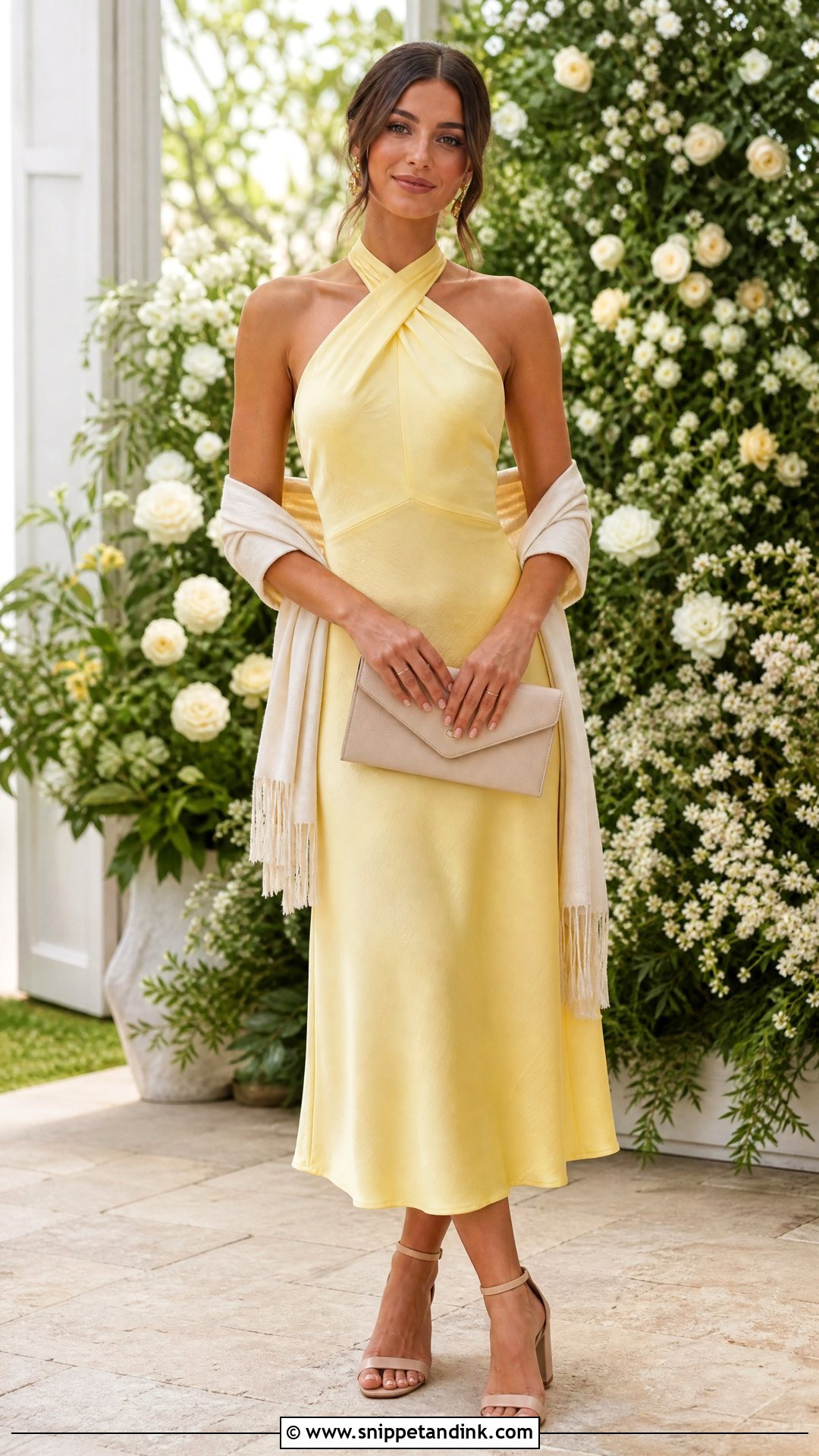 Yellow Halter Wedding Sundress Outfit - Snippet and Ink - 20 Wedding Sundress Ideas