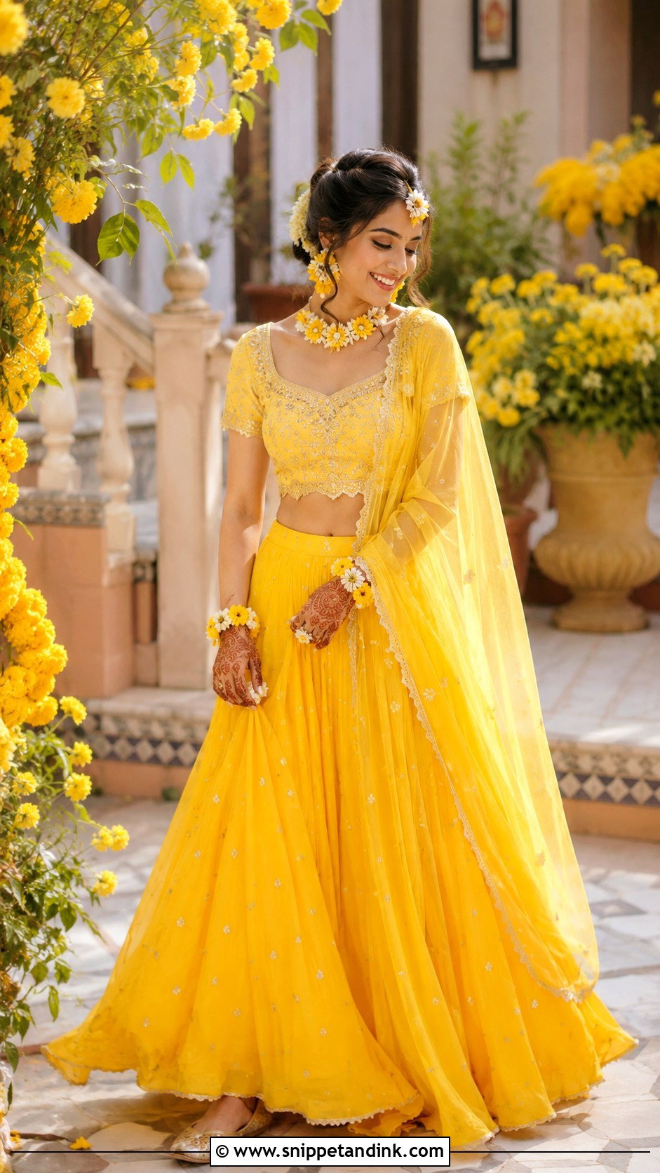 Yellow Indian Bridal Lehenga For Haldi - Snippet and Ink - 20 Indian Wedding Outfits for Bride