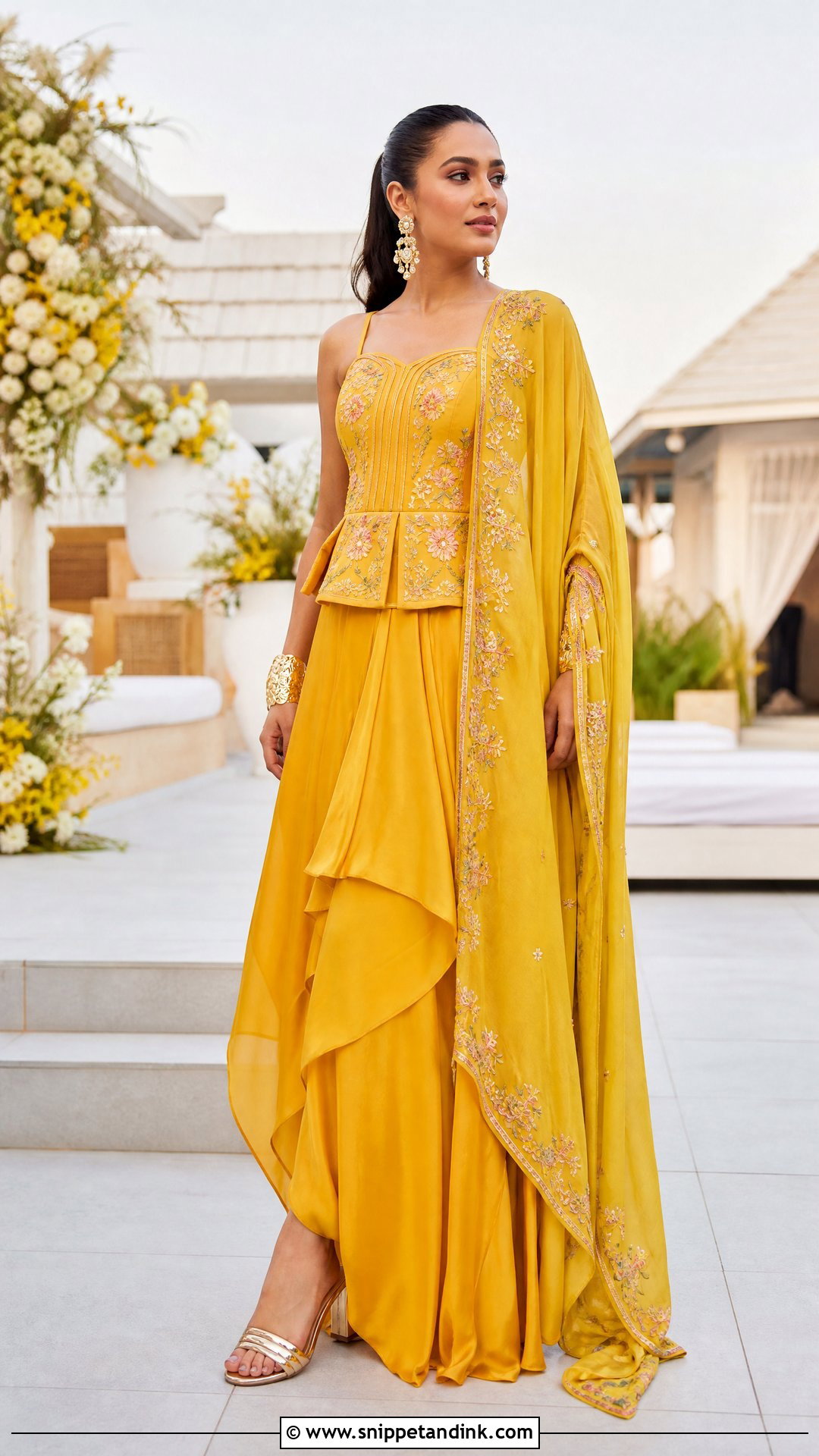 Yellow Indo Western Gown for Haldi - Snippet and Ink - 20 Yellow Gown for Haldi Ideas