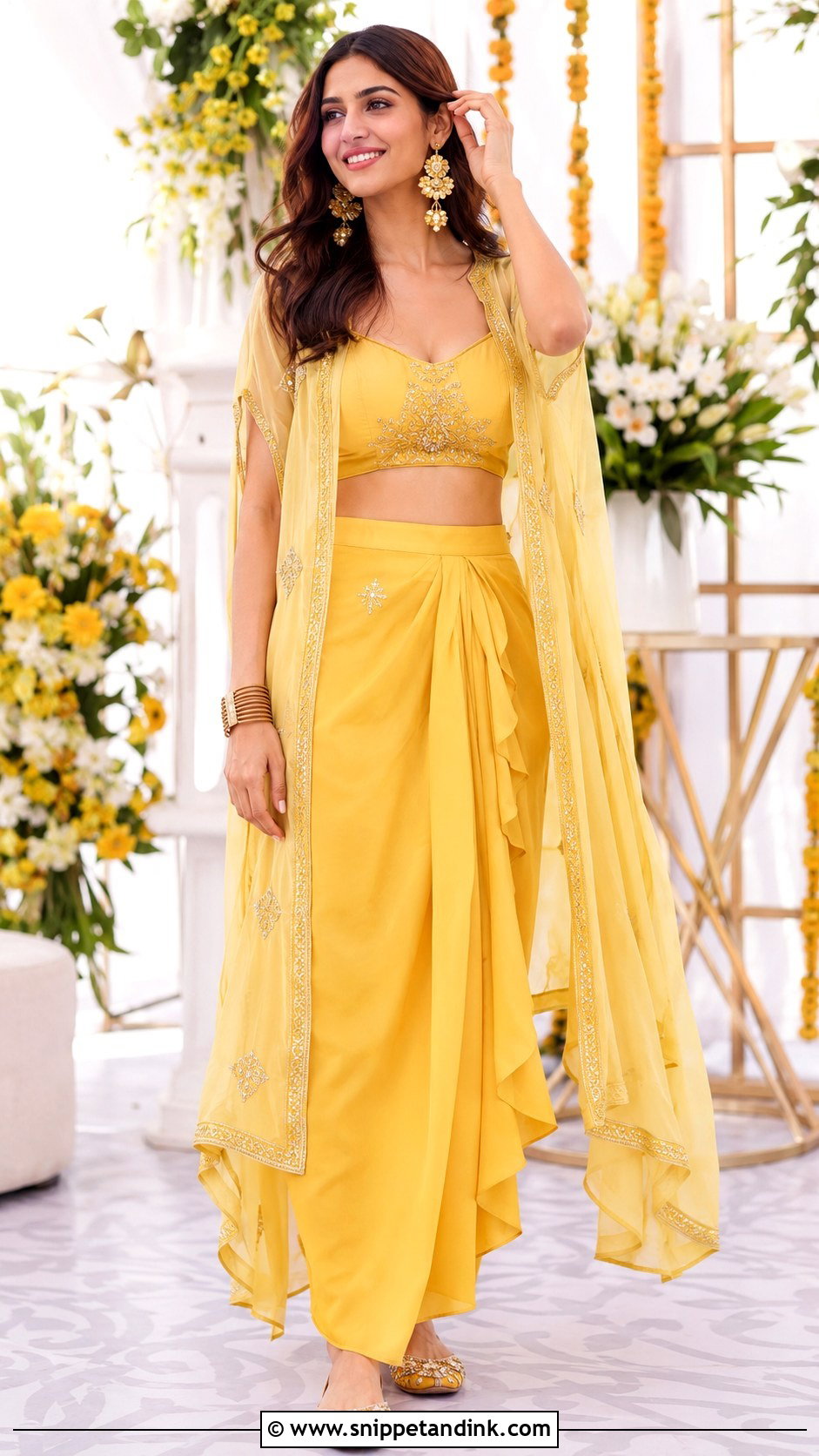 Yellow Indo Western Haldi Outfit - Snippet and Ink - 25 Outfit for Haldi Function Ideas