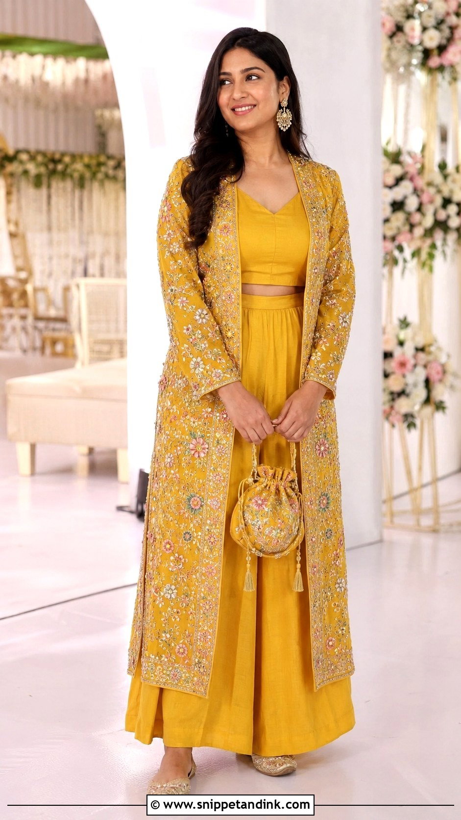 Yellow Jacket And Palazzo Haldi Outfit - Snippet and Ink - 20 Haldi Inspo Outfit Ideas