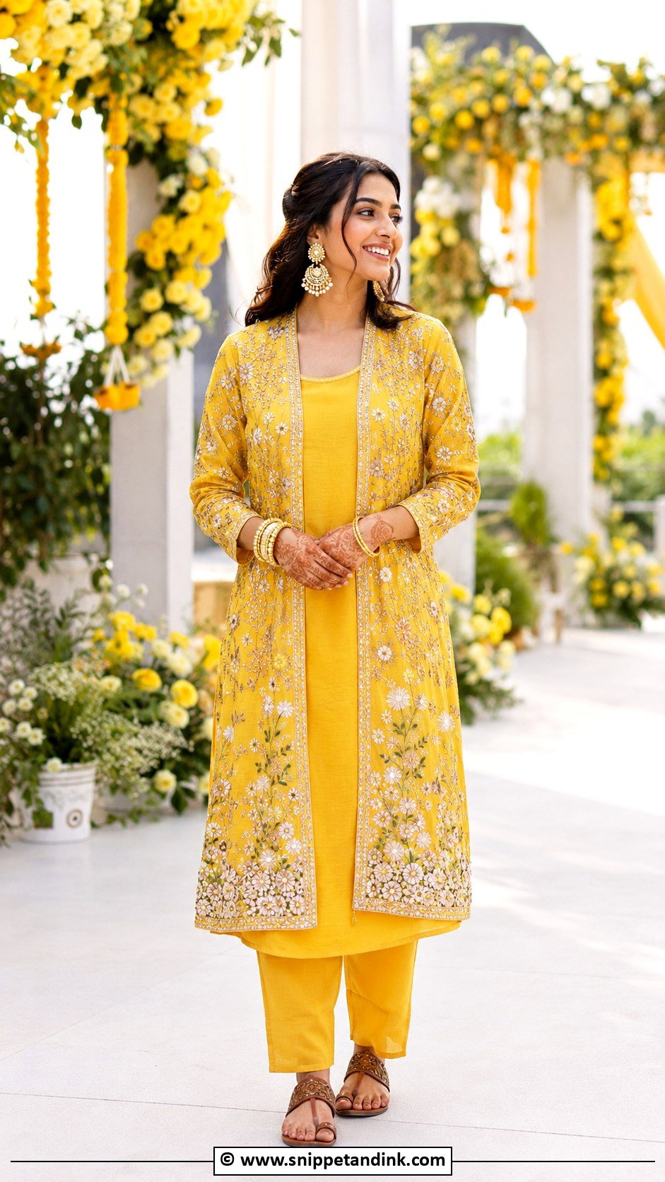 Yellow Jacket Kurta Set For Haldi - Snippet and Ink - 30 Indian Haldi Ceremony Outfit for Sister Ideas