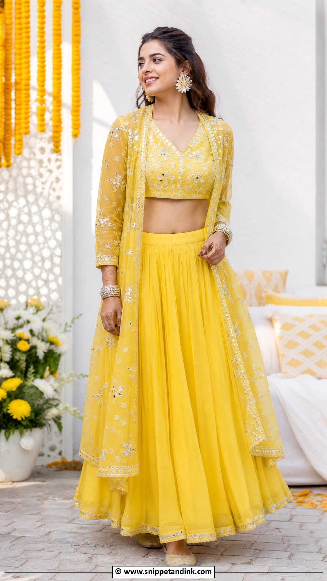Yellow Jacket Lehenga For Haldi Bride - Snippet and Ink - 35 Haldi Outfit for Bride Ideas