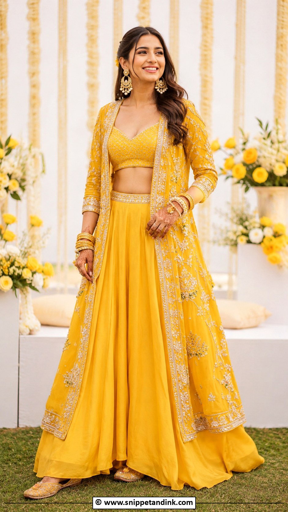 Yellow Jacket Lehenga For Haldi Bride - Snippet and Ink - 30 Haldi Bridal Outfit Ideas