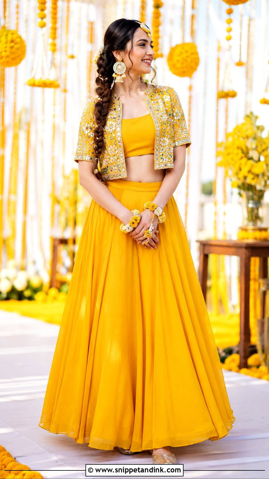 Yellow Jacket Lehenga Haldi Bride Outfit - Snippet and Ink - 20 Haldi Mehndi Outfit for Bride Ideas