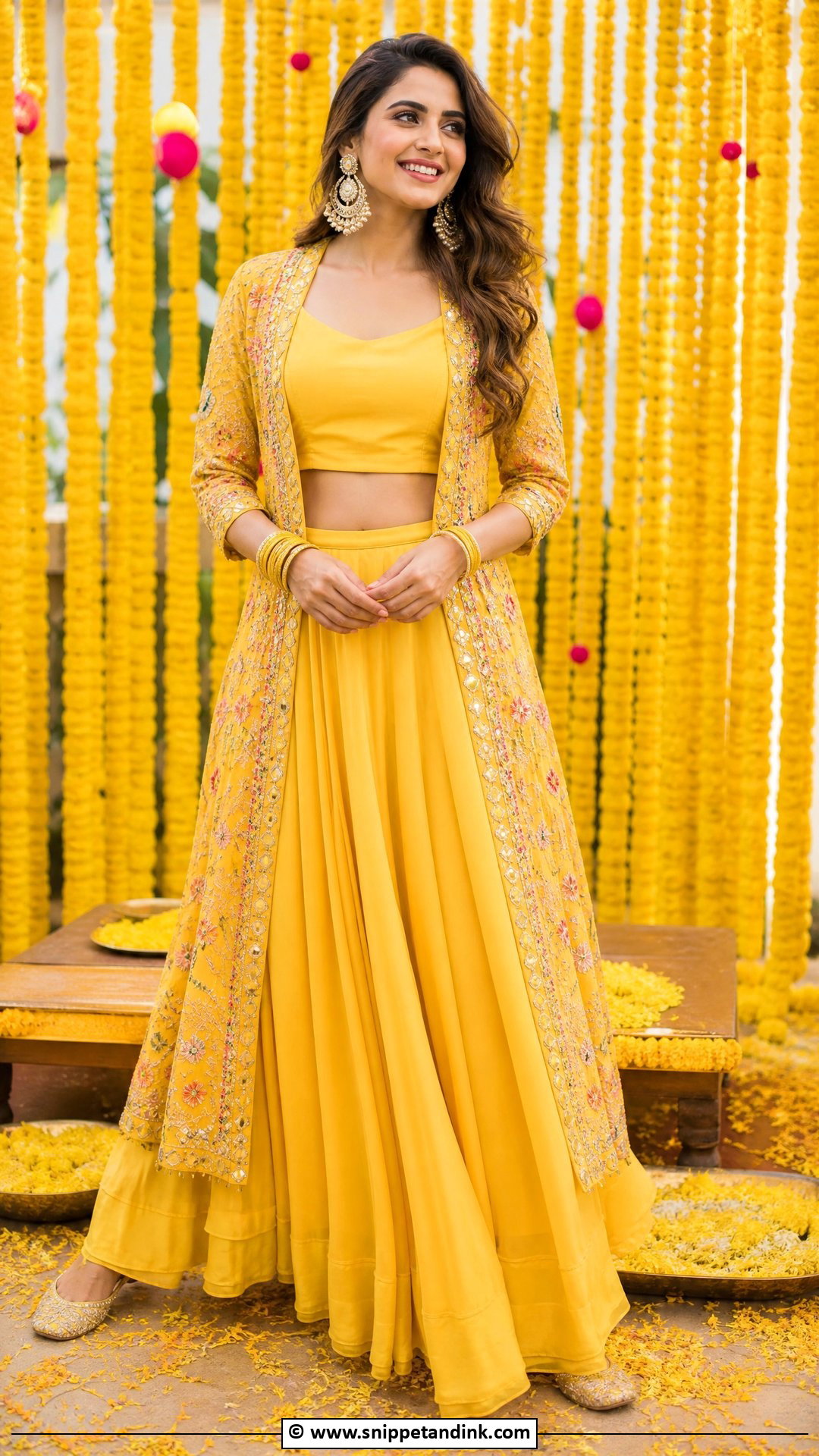 Yellow Jacket Lehenga Haldi Outfit - Snippet and Ink - 35 Haldi Outfits for Sister