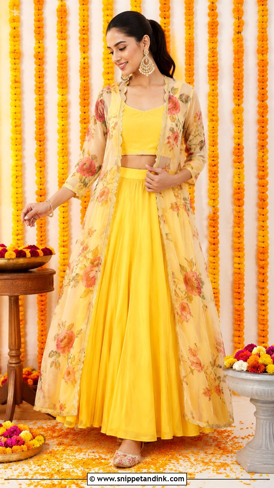 Yellow Jacket Lehenga Haldi Outfit - Snippet and Ink - 20 Haldi Ceremony Outfit for Girls Ideas