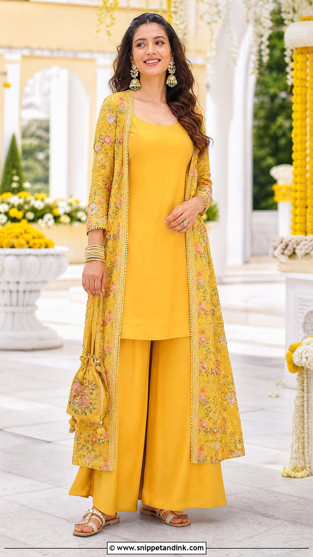 Yellow Jacket Palazzo Suit for Haldi - Snippet and Ink - 20 Yellow Plazo Suit for Haldi Ideas