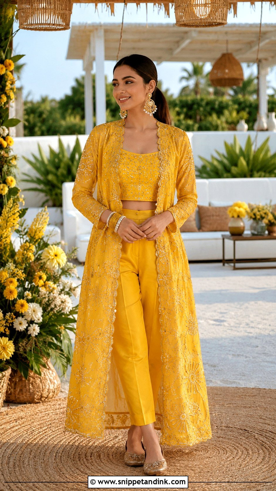 Yellow Jacket Set For Bride Sister - Snippet and Ink - 30 Haldi Outfit for Bride Sister Ideas