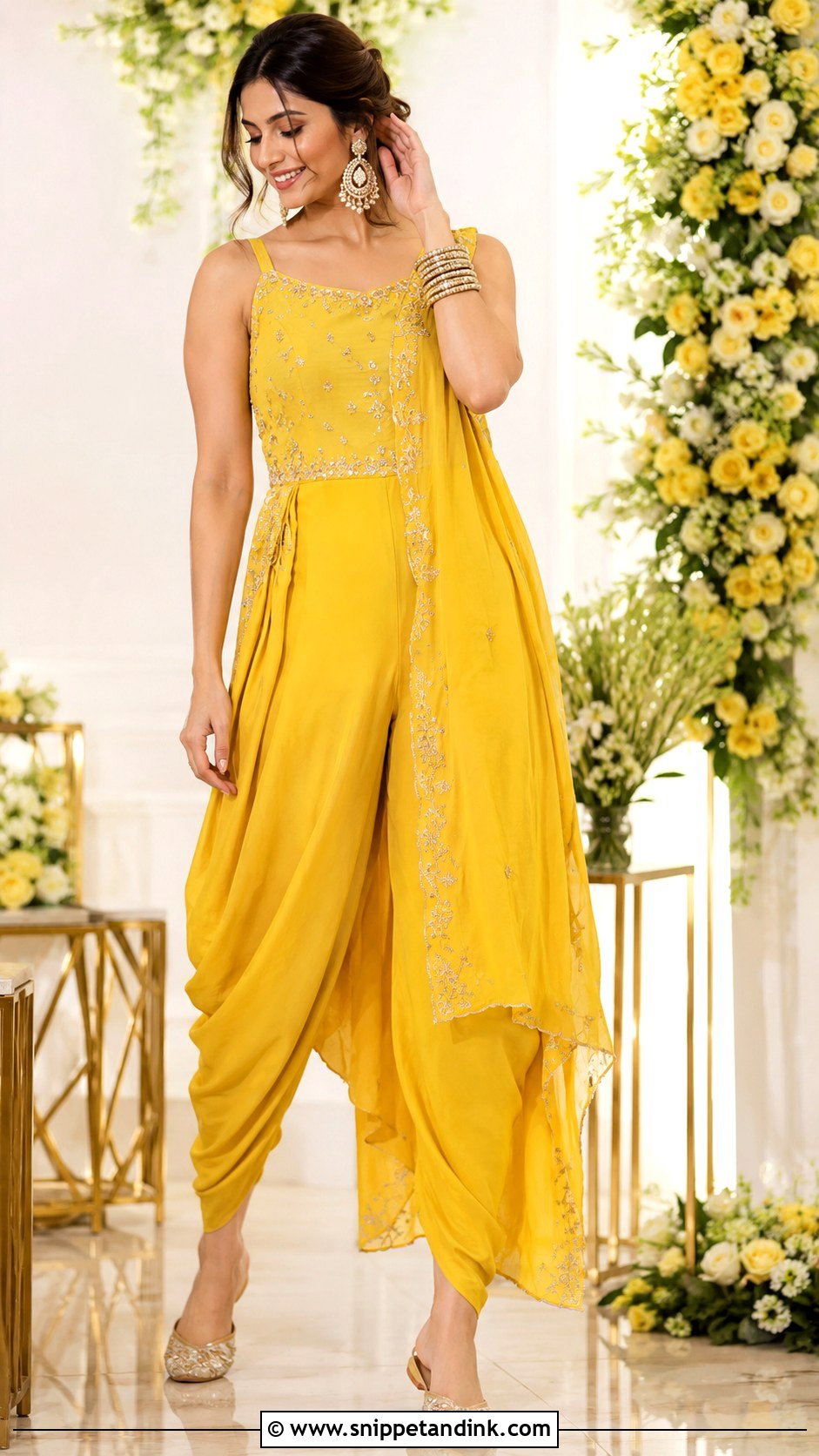 Yellow Jumpsuit For Haldi - Snippet and Ink - 25 Haldi Dress for Bride Sister Ideas