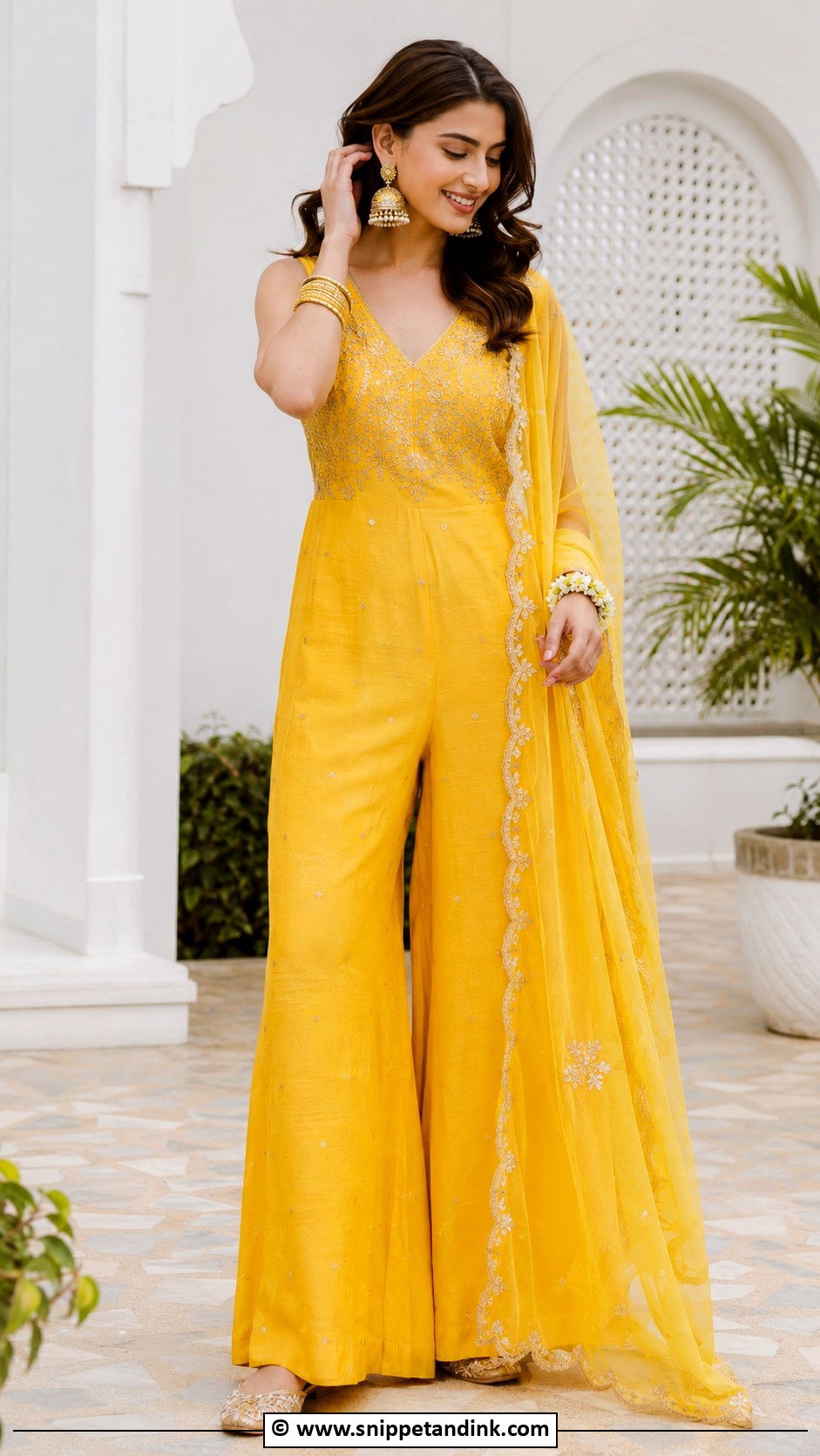 Yellow Jumpsuit For Haldi - Snippet and Ink - 30 Simple Haldi Dress Ideas