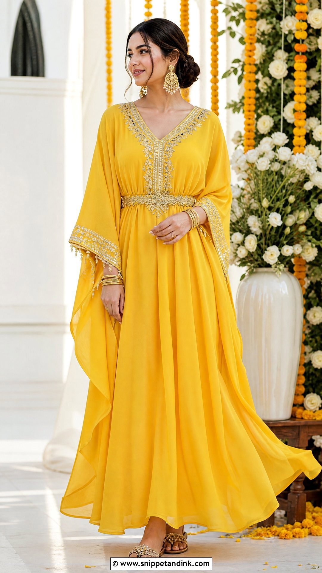 Yellow Kaftan Dress for Haldi - Snippet and Ink - 20 Yellow Dresses for Haldi