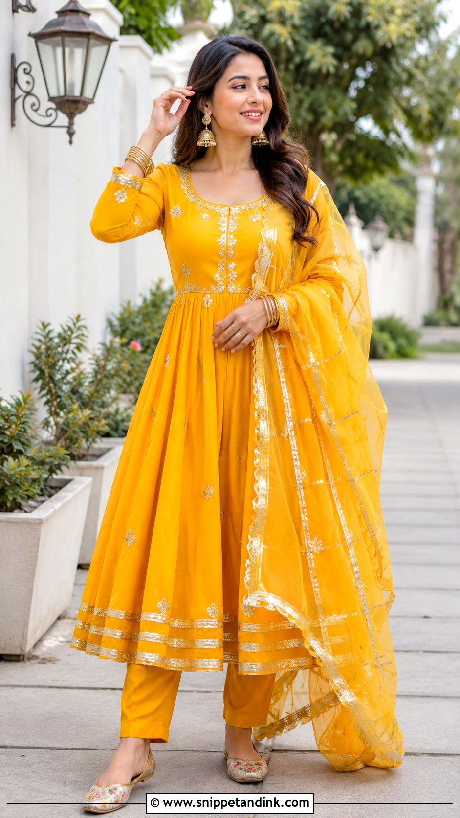 Yellow Kaliyan Wala Frock Suit With Gota Dupatta - Snippet and Ink - 25 Kaliyan Wala Frock Suit Ideas