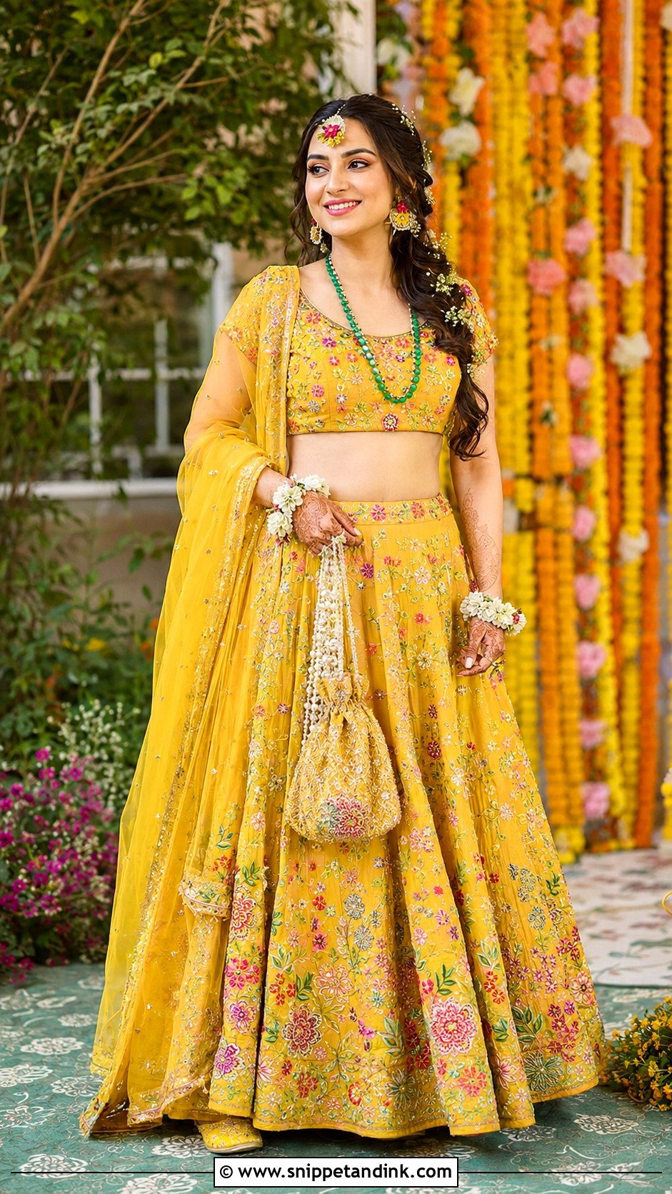 Yellow Kashmiri Pandit Mehendi Lehenga - Snippet and Ink - 20 Kashmiri Pandit Bride Ideas