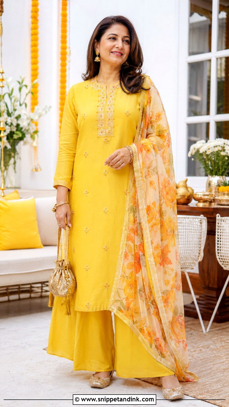 Yellow Kurta And Palazzo Haldi Outfit - Snippet and Ink - 20 Haldi Trending Outfits