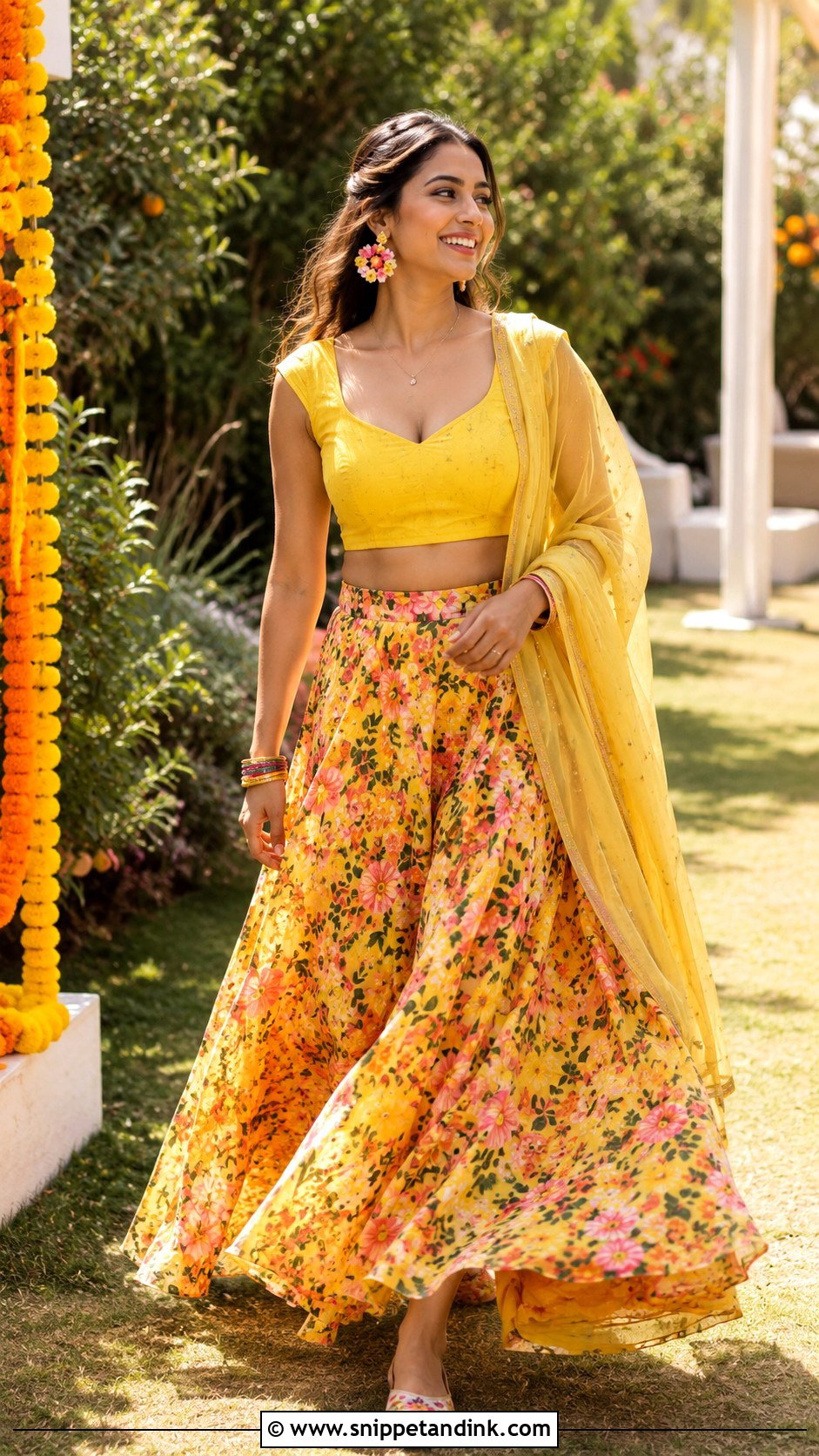 Yellow Kurta And Skirt Haldi Outfit - Snippet and Ink - 20 Haldi Traditional Outfit Ideas