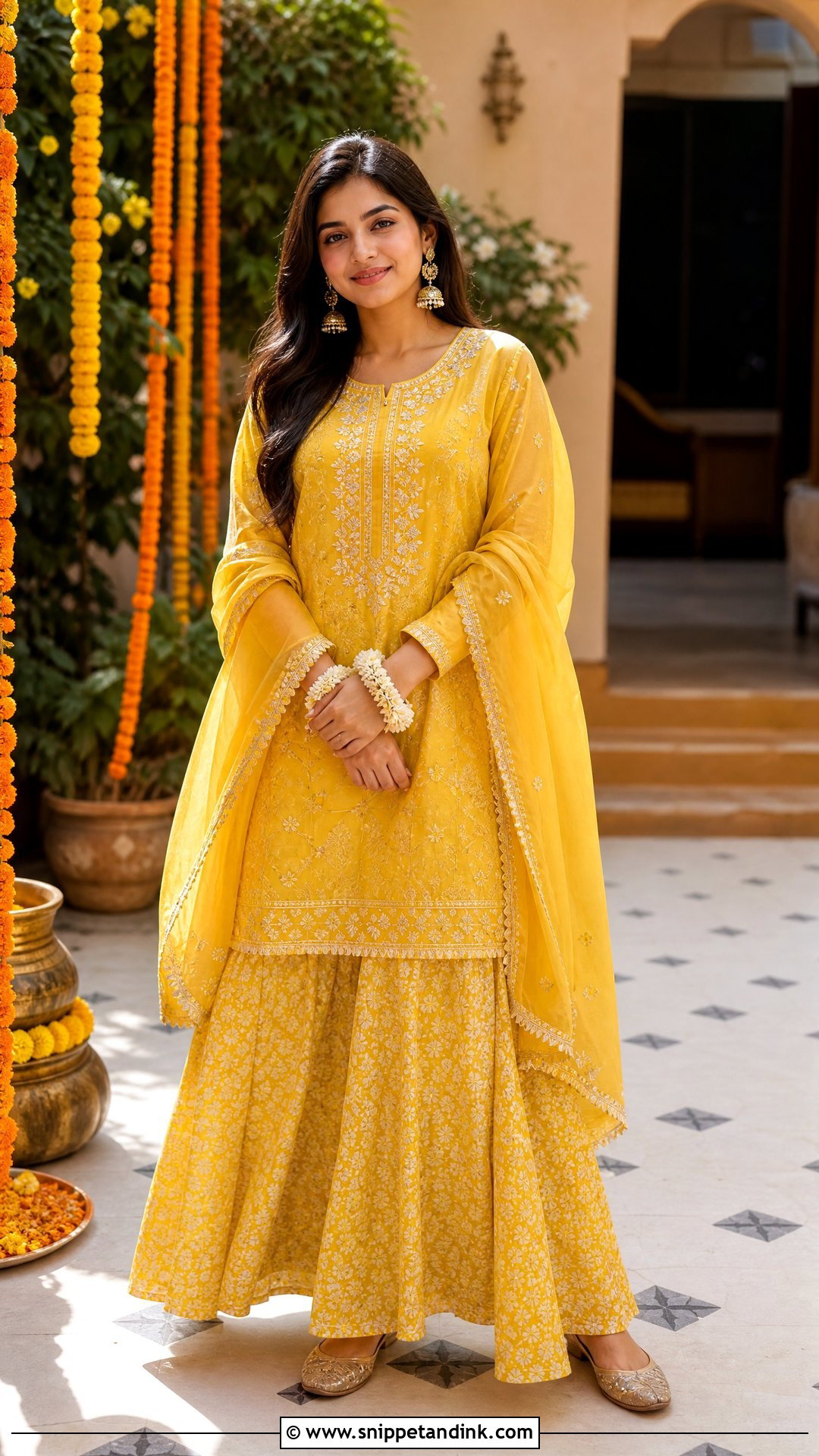 Yellow Kurta And Skirt Haldi Outfit - Snippet and Ink - 25 Haldi Mehendi Outfit Ideas