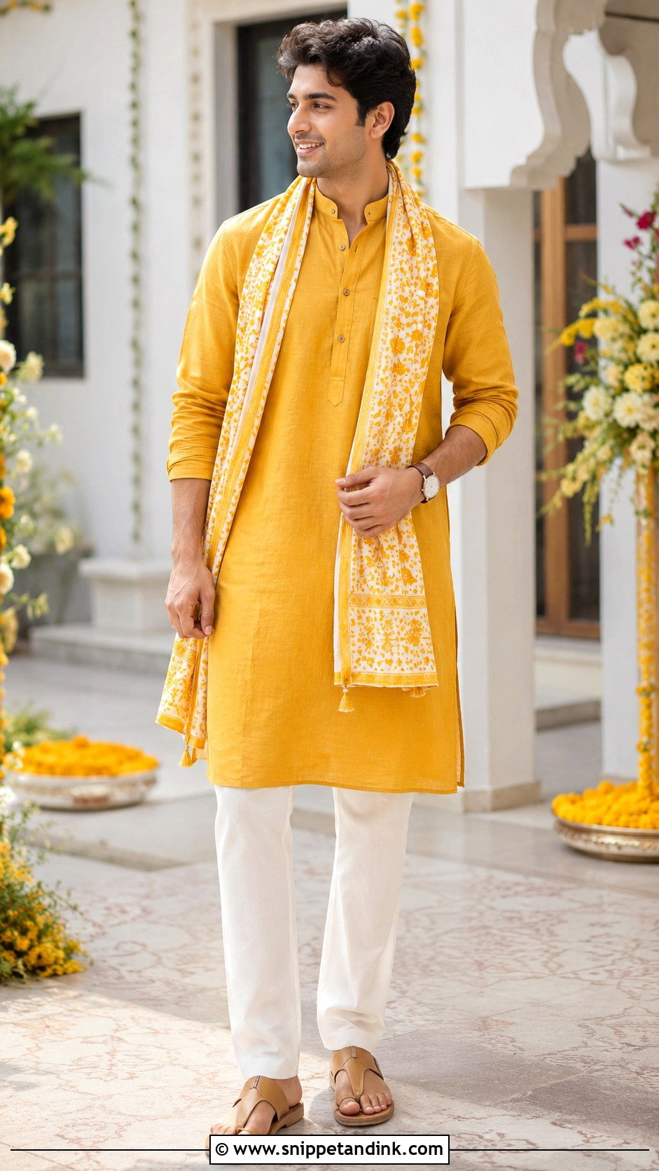 Yellow Kurta Brother Haldi Outfit - Snippet and Ink - 20 Brother Outfit for Sister Wedding Ideas